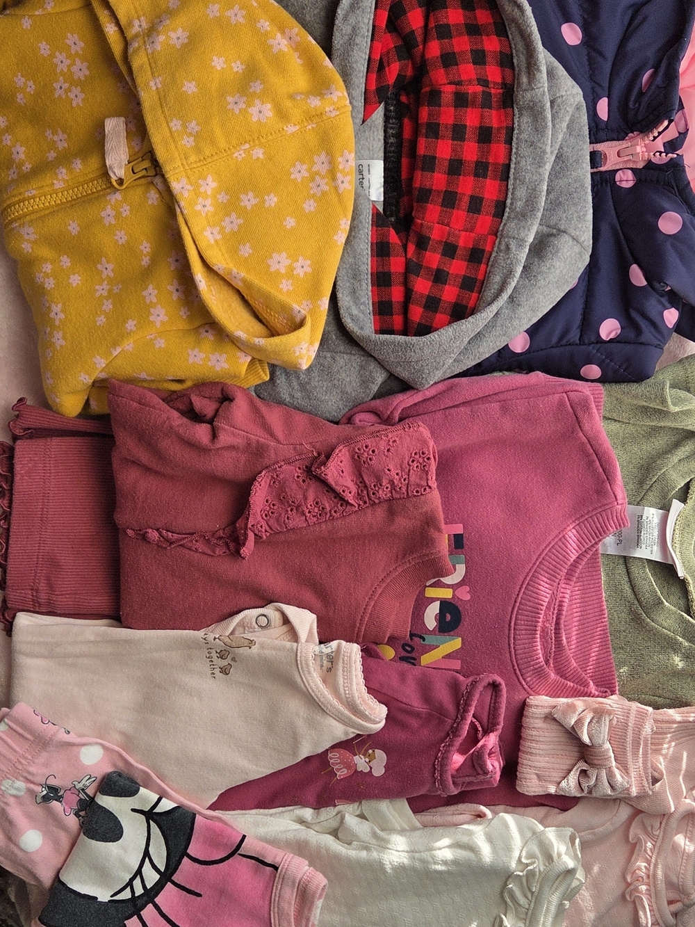 Girls Mixed Tops and Sweaters Bundle - Pink, Yellow, Gray, Navy
